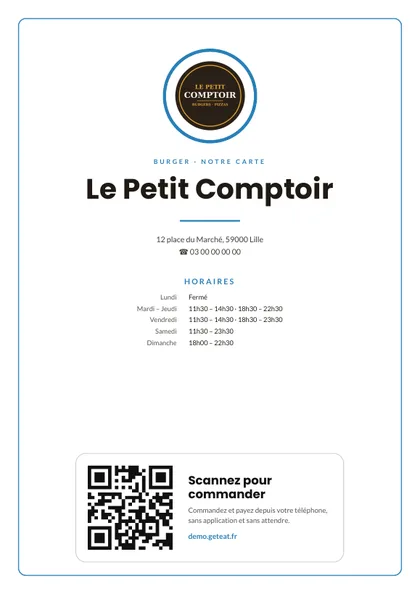 Modèle de menu de restaurant PDF : style moderne, couverture blanche